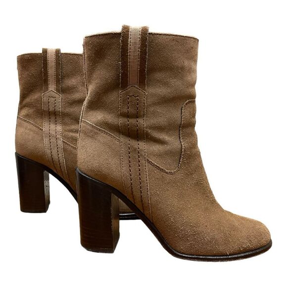 Kate Spade New York 'baise' bootie 6.5  Block Heel Suede Leather Tobacco Brown - Picture 1 of 11